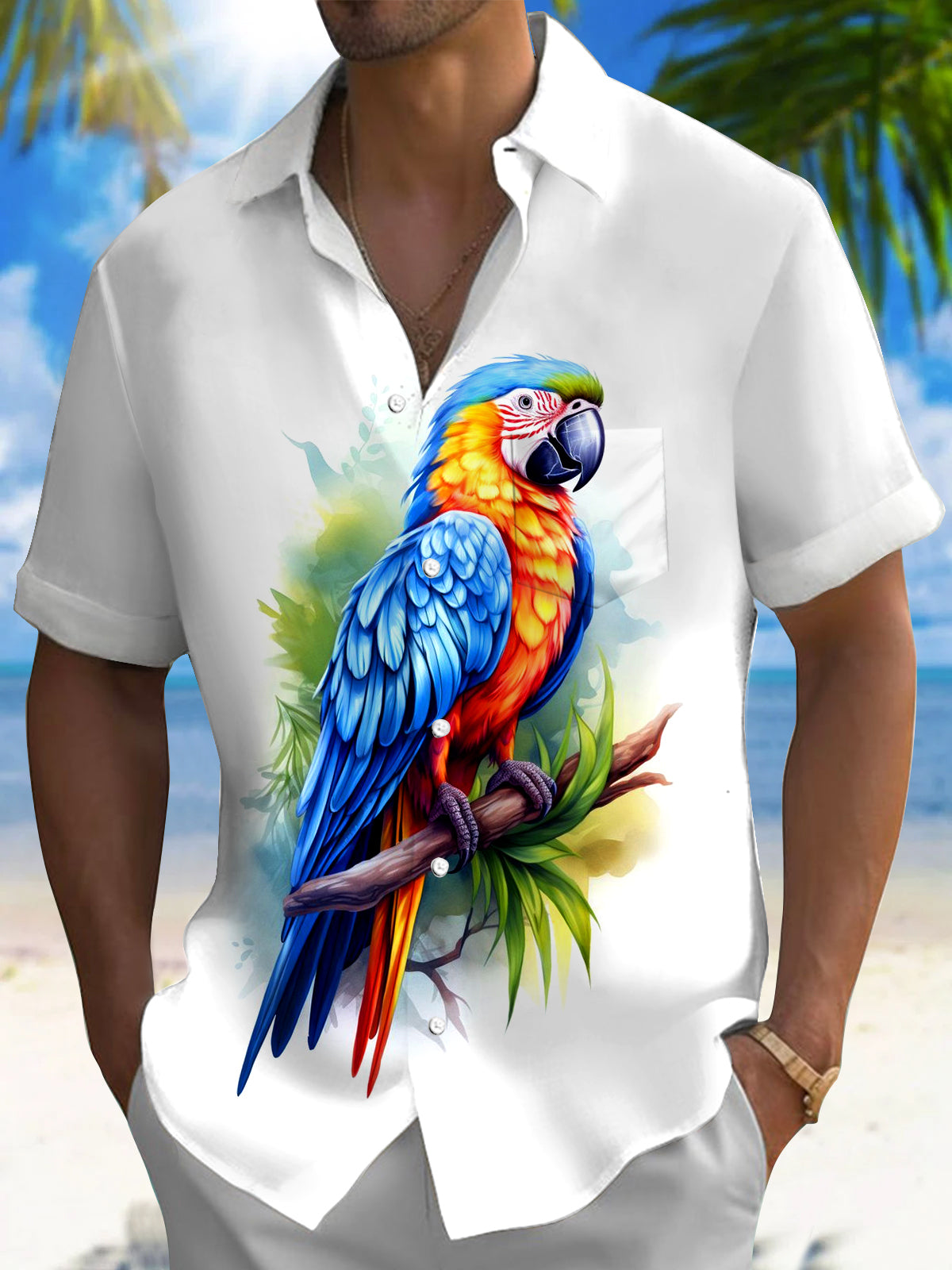 Parrot Men's Pocket Short Sleeve Shirts