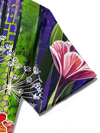men's floral shirt close-up short sleeve