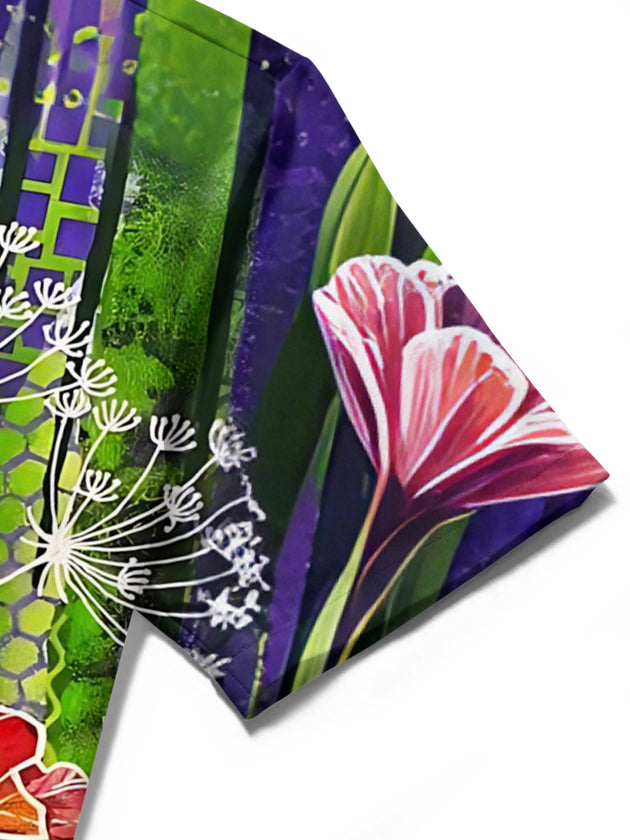 men's floral shirt close-up short sleeve