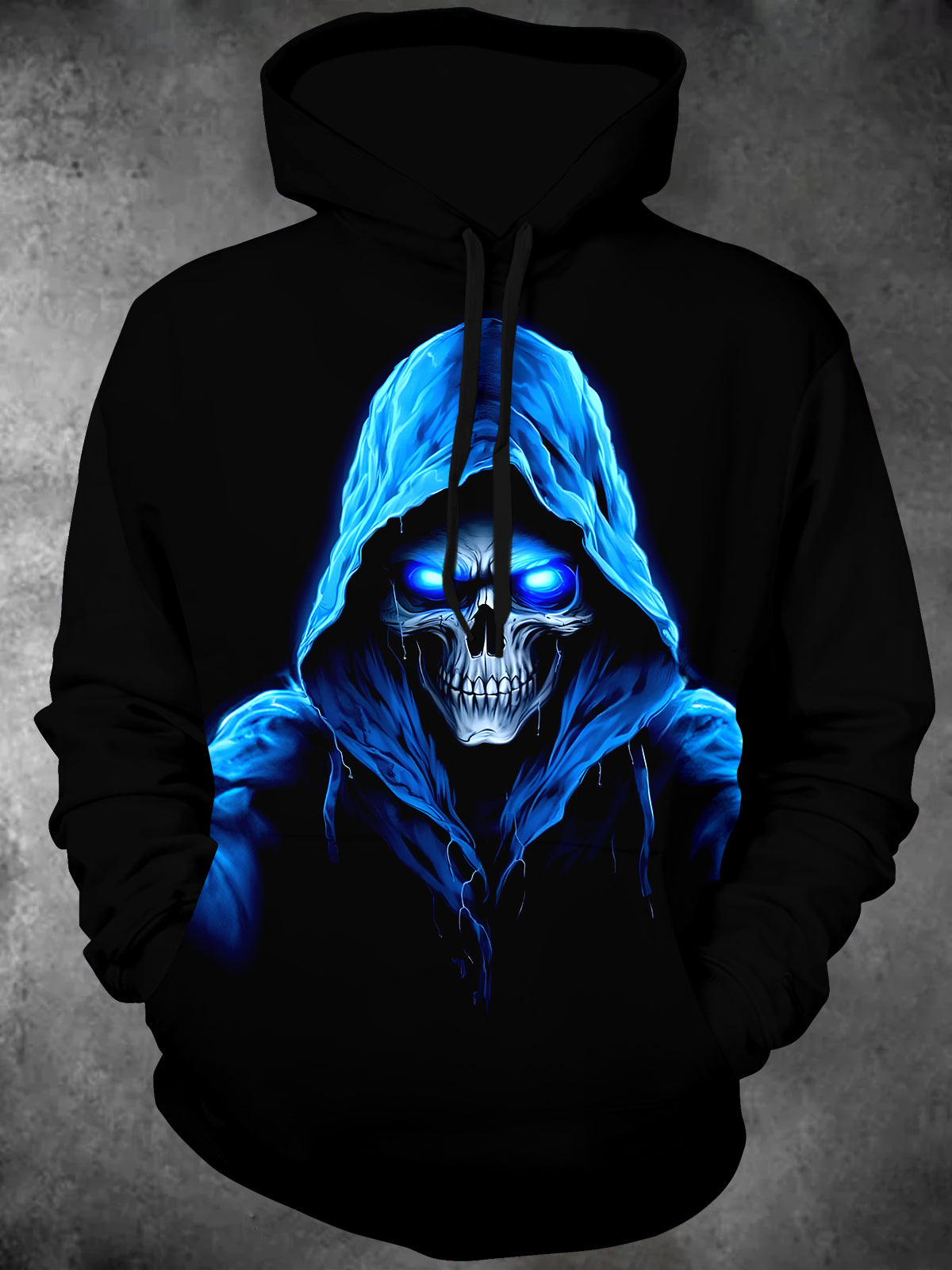 Skull Long Sleeve Hooded Pocket Men's Top