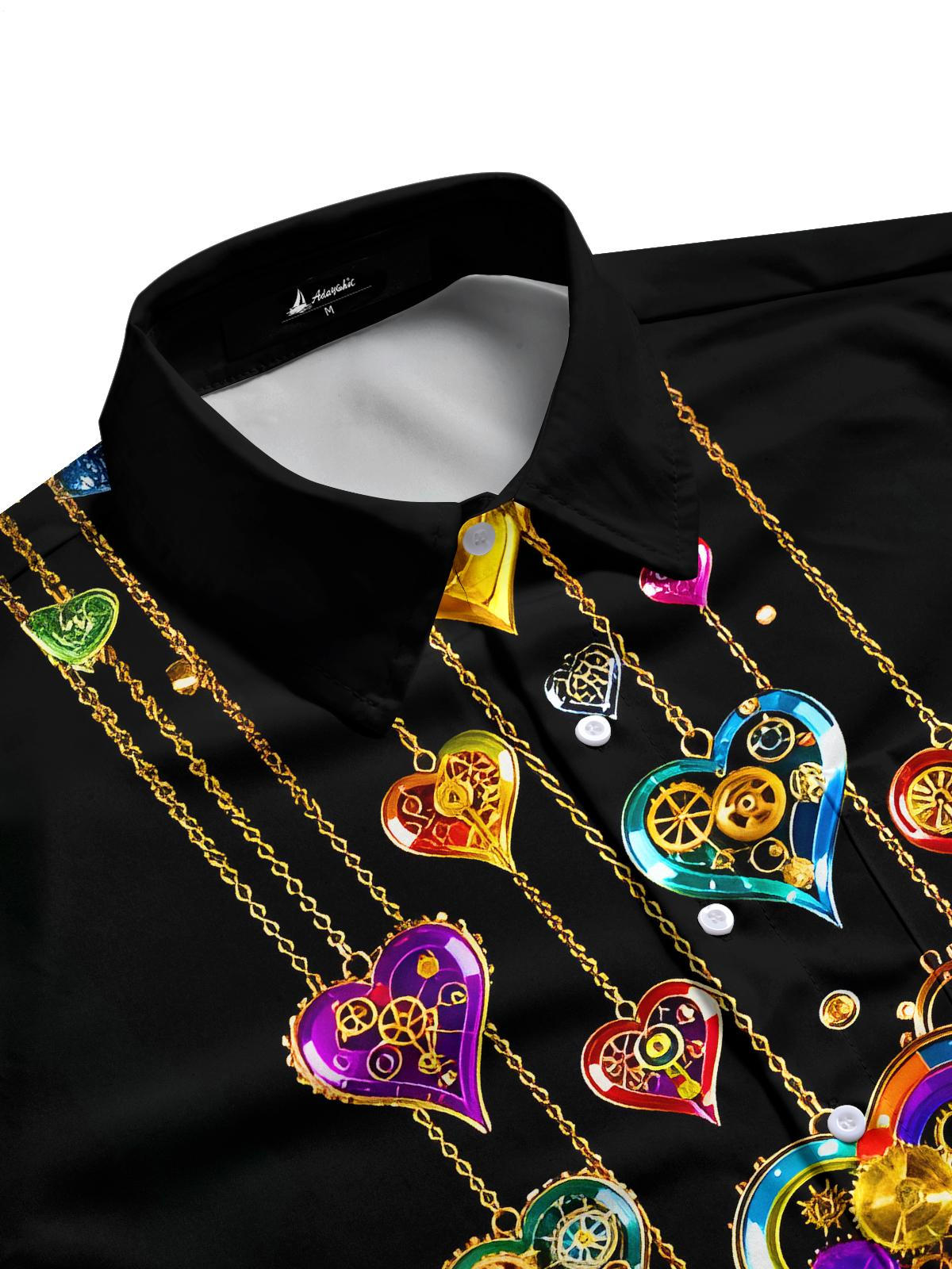 Colorful Heart-shaped Gear Wheels Men's Pocket Short Sleeve Shirts