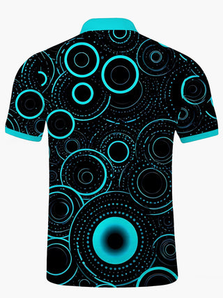 Men's geometric print short sleeve polo shirt back view