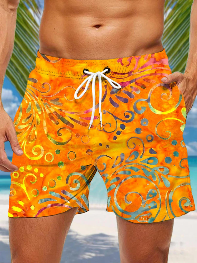 Men's abstract print casual shorts front view