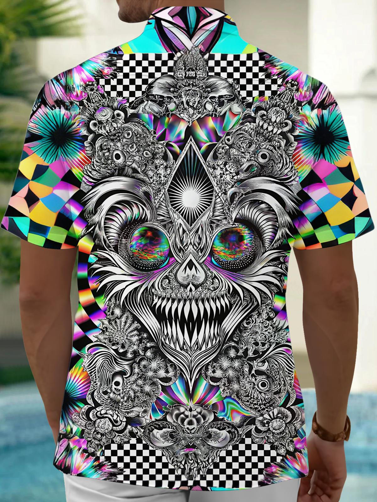 Abstract Art Print Men's Pocket Short Sleeve Shirts