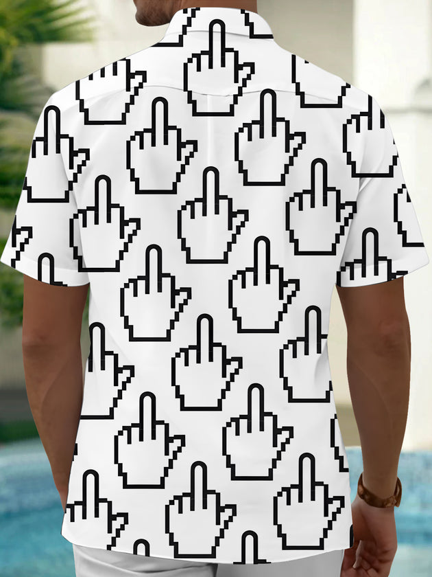 men's graphic art shirt side view