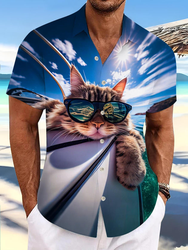 men's Hawaiian shirt front view tropical beach vacation