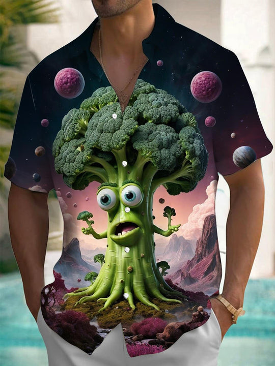 men's art print shirt front view