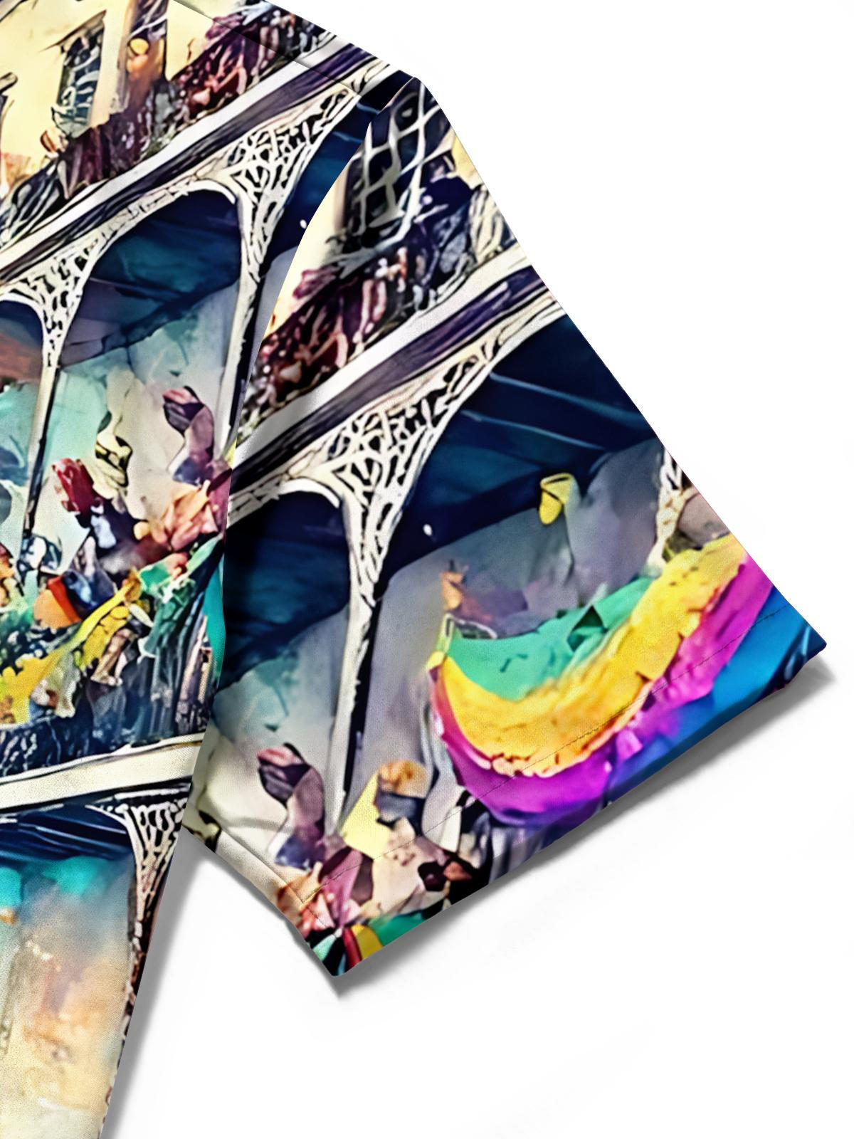 Mardi Gras Print Men's Pocket Short Sleeve Shirts