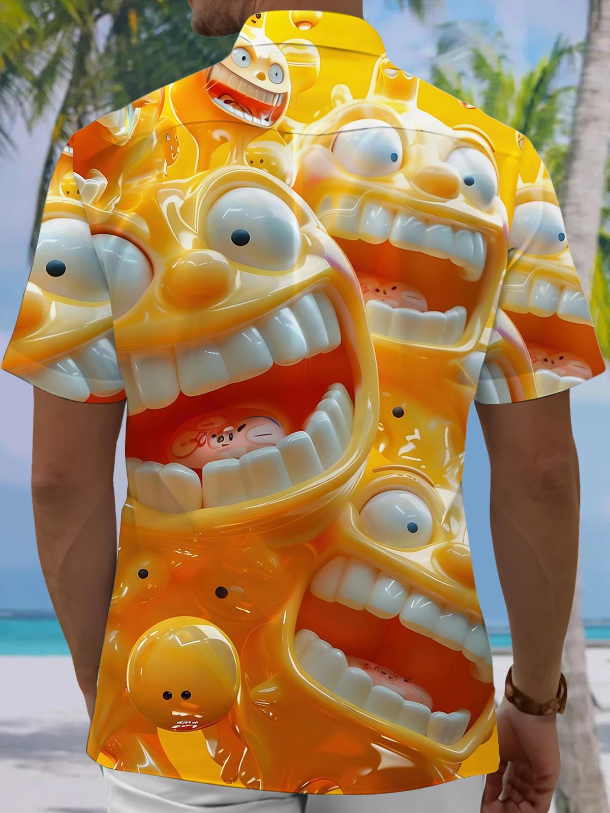 Funny Print Men's Pocket Short Sleeve Shirts