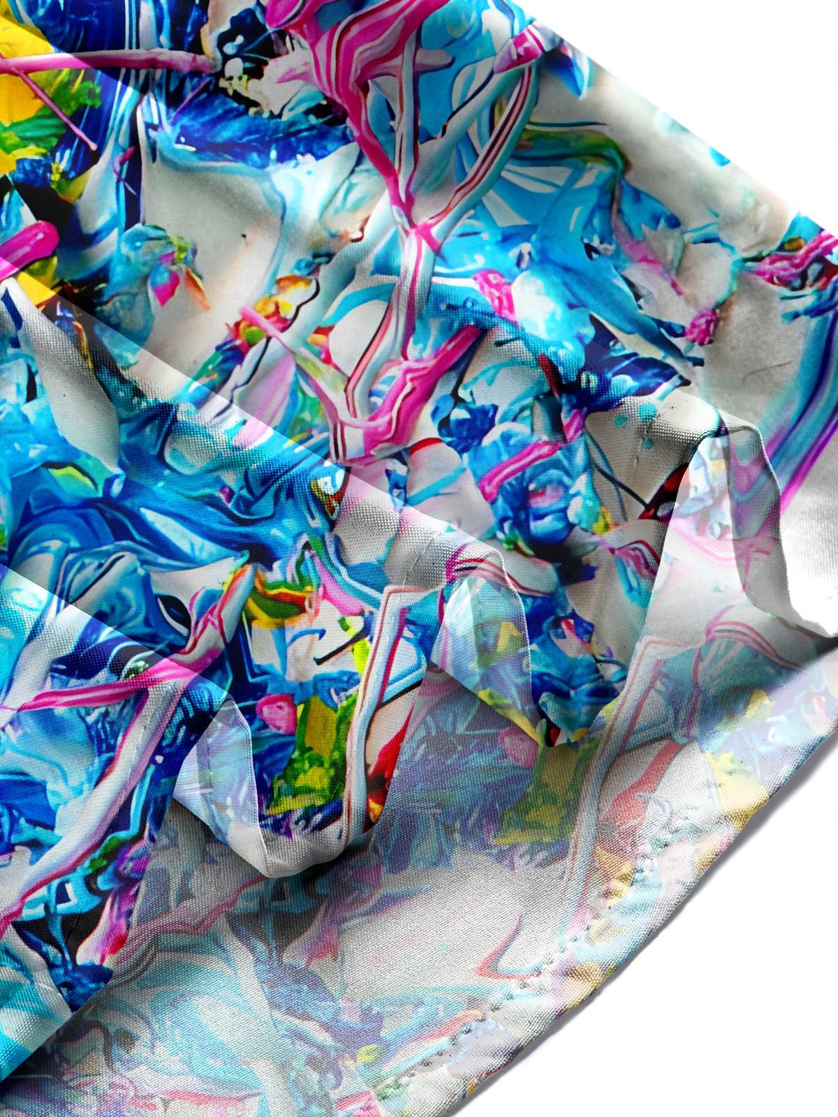 Abstract Line Art Print Men's Pocket Short Sleeve Shirts