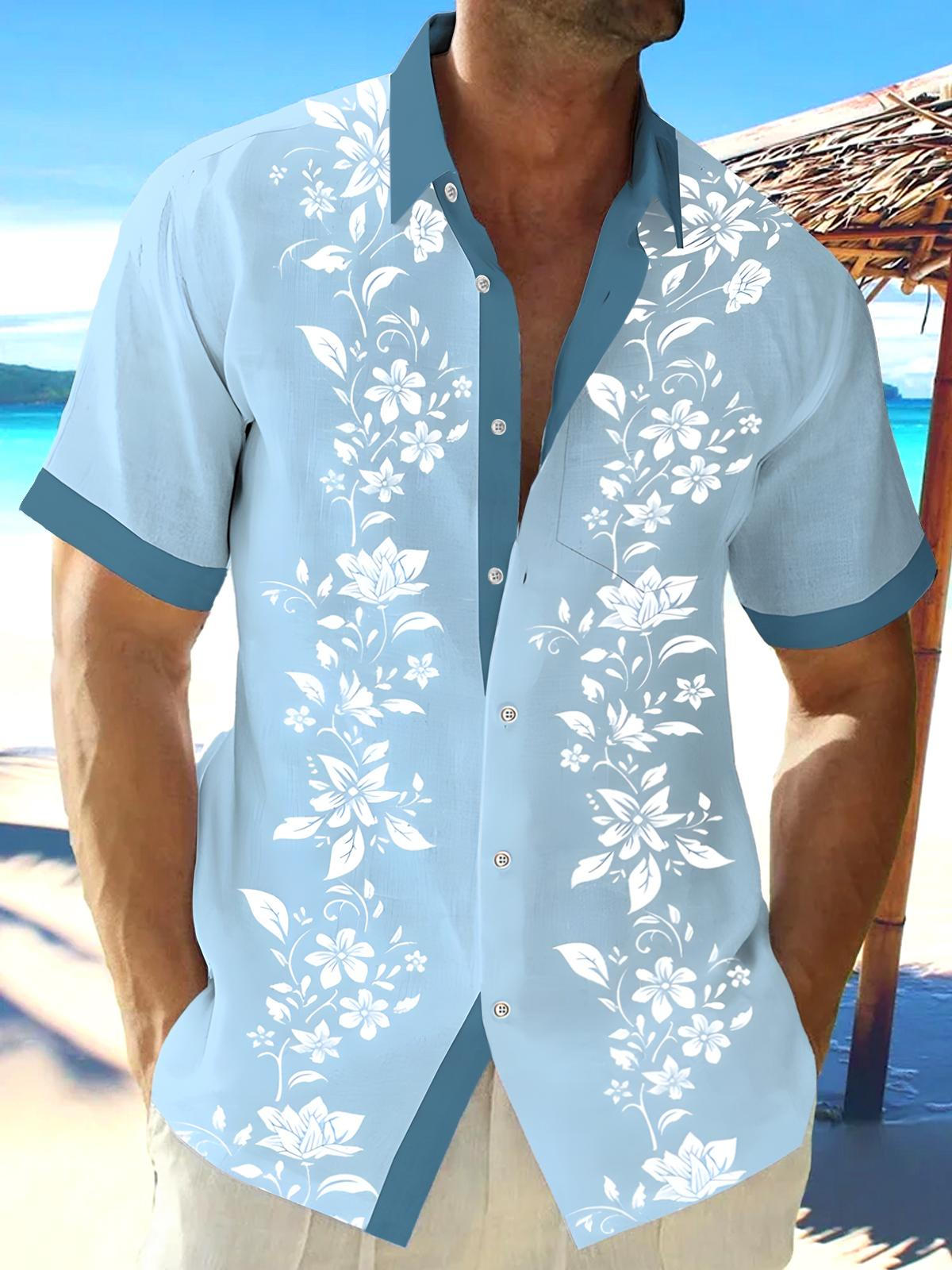 Floral Men's Pocket Short Sleeve Shirts