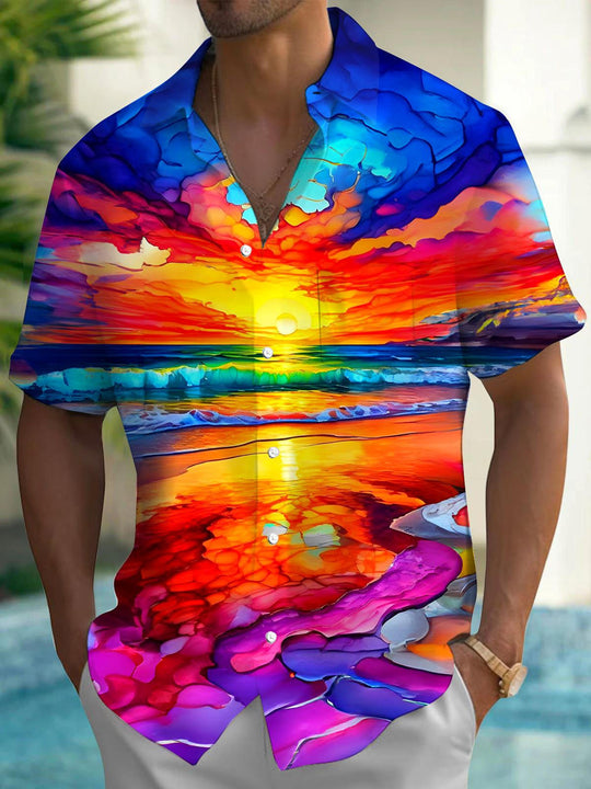 men's Hawaiian shirt front view beach vacation