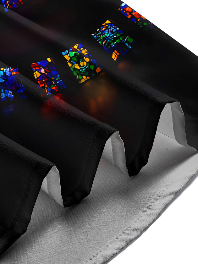 Men's stained glass window print short sleeve shirt lifestyle photo