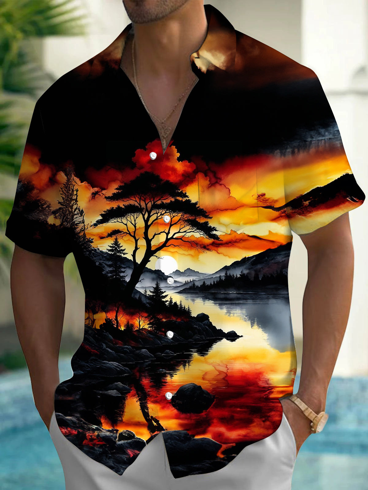 Sunset Men's Pocket Short Sleeve Shirts