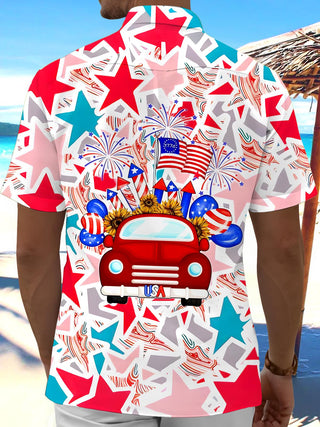 men's patriotic print shirt back view