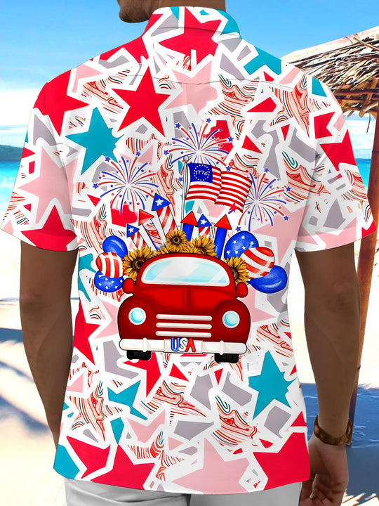 men's patriotic print shirt back view