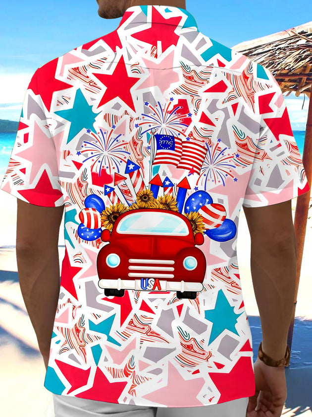 men's patriotic print shirt back view
