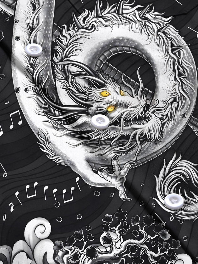 men's dragon print short sleeve flat lay shirt