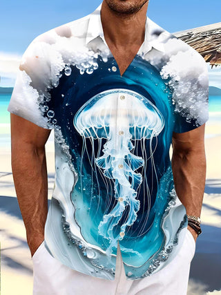 men's Hawaiian shirt front view tropical beach vacation