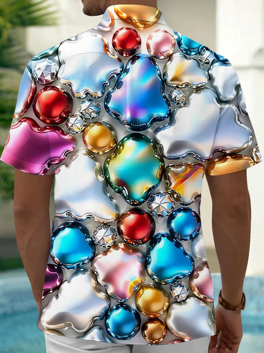 Men's abstract tie dye short sleeve shirt back view