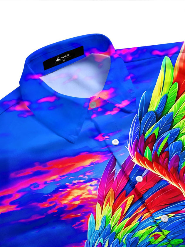 Art Colorful Sunset Eagle Men's Pocket Short Sleeve Shirts