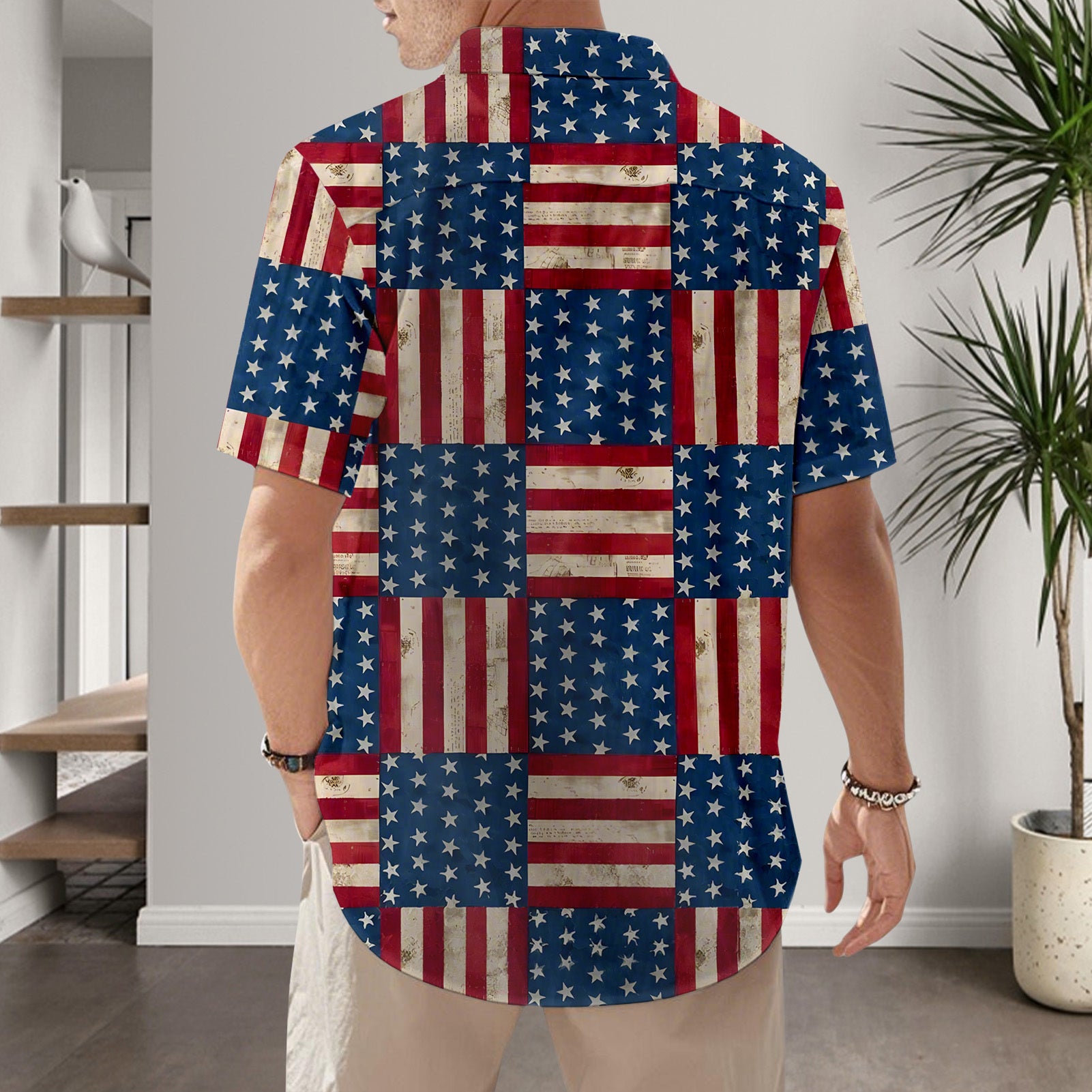 Patriotic Button Down Shirts for Men US Flag Short Sleeve Stars and Stripes Shirts Fashion Tops for Travel noble