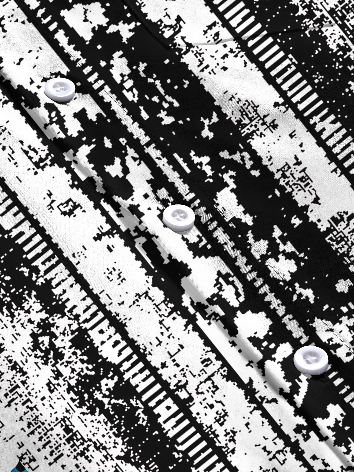 Gradient Line Print Men's Pocket Long Sleeve Shirts