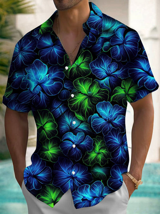 Men's floral short sleeve shirt front view