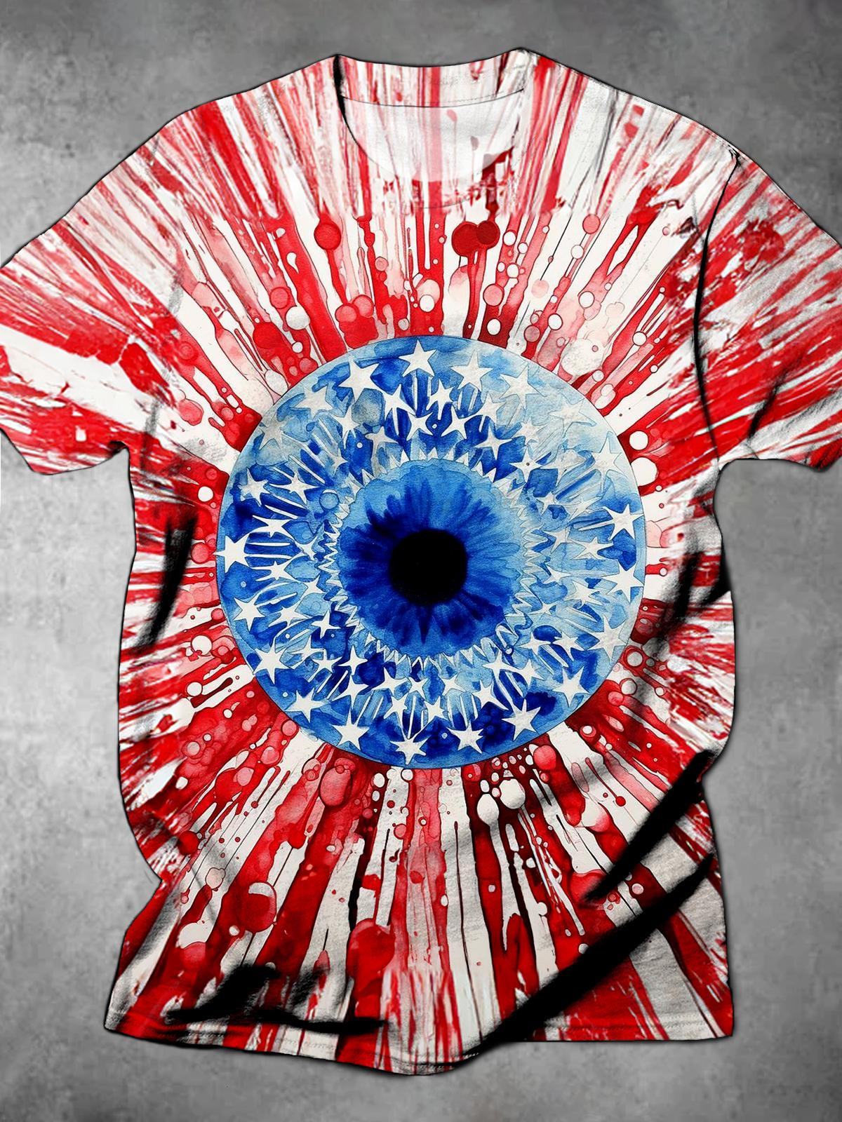 Eyes Round Neck Short Sleeve Men's T-shirt