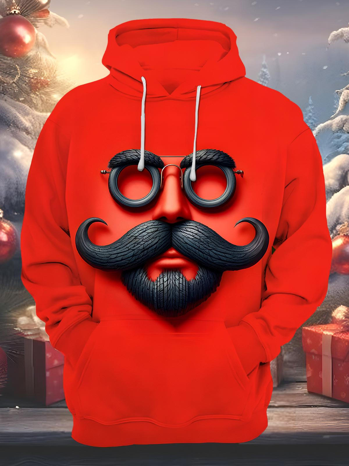 Christmas Santa Claus Men's Long Sleeve Pocket Hoodies