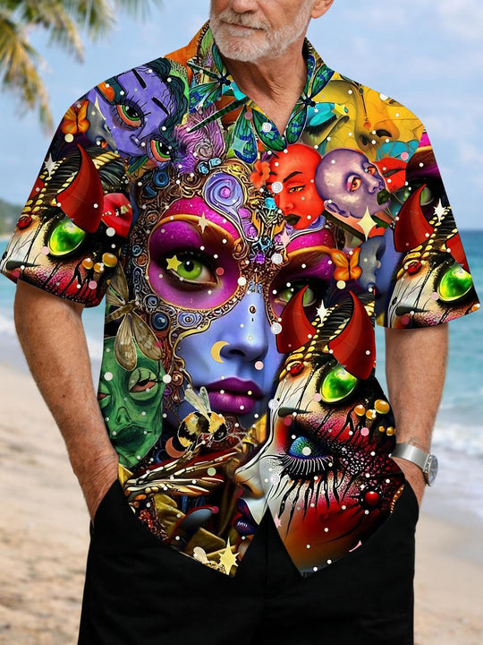 Men's abstract print short sleeve shirt front view