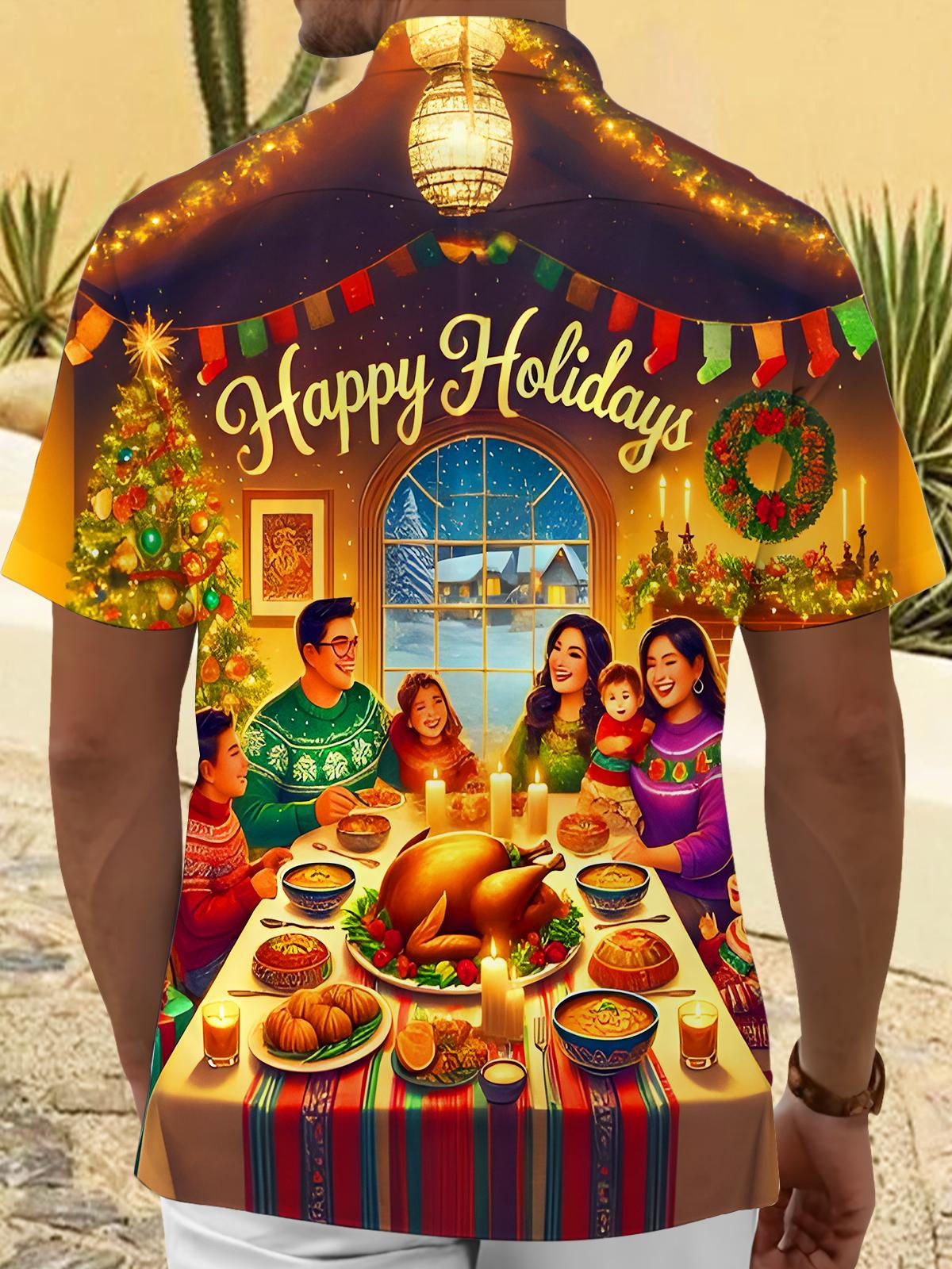 Festivals Family Gatherings Enjoyable Holidays Men's Pocket Short Sleeve Shirts