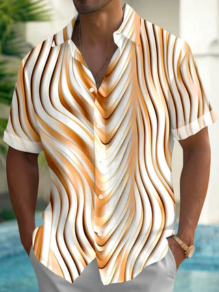 men abstract print short sleeve shirt front view