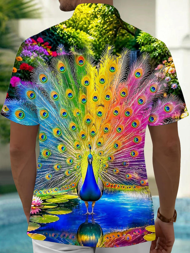 Peacock Men's Pocket Short Sleeve Shirts