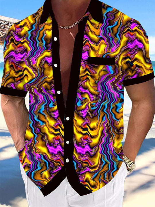 Men's abstract print short sleeve shirt front view