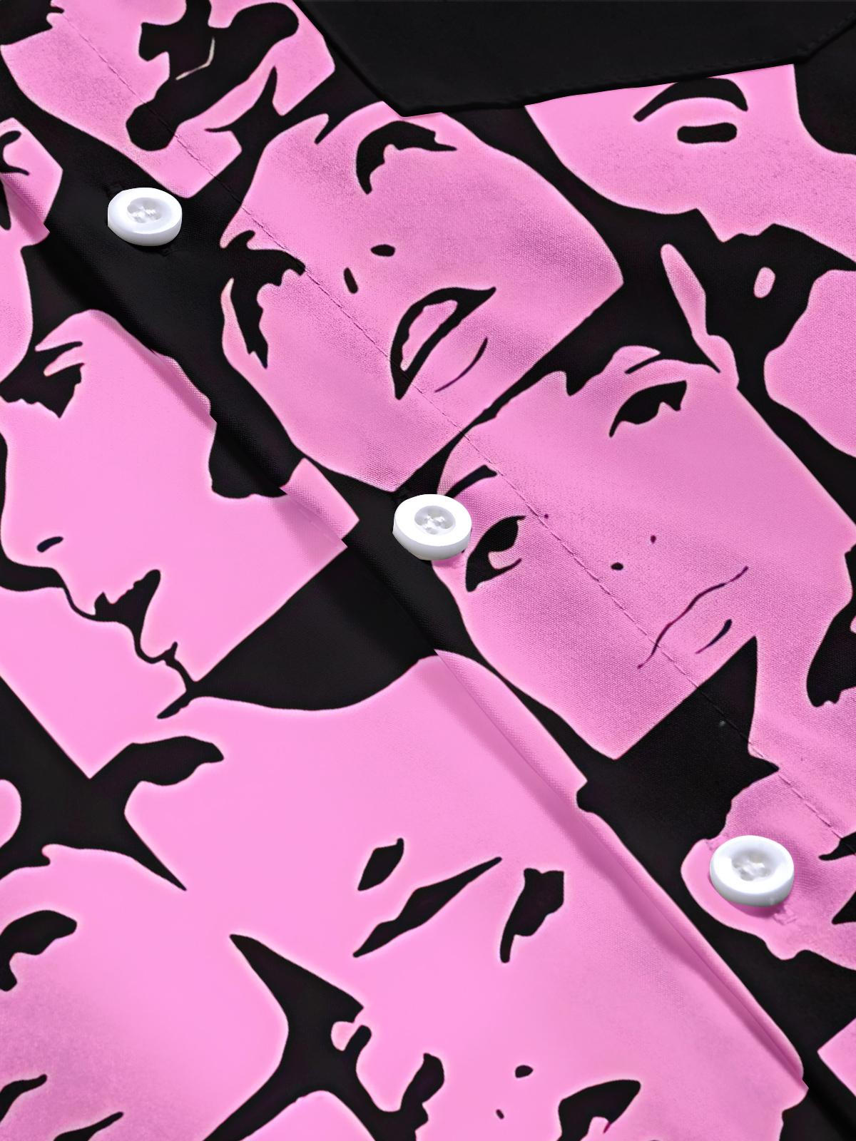 Face Art Print Men's Pocket Short Sleeve Shirts