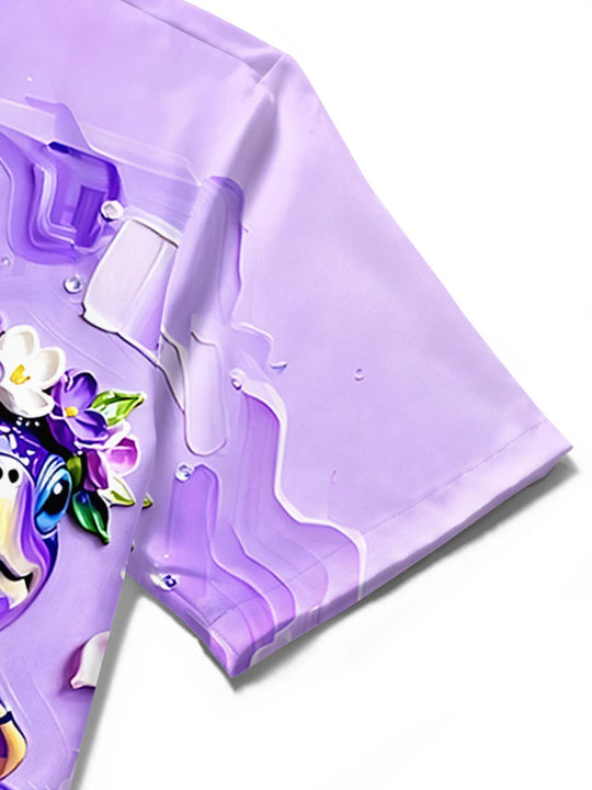 Hawaiian Sea Turtle Floral Men's Pocket Short Sleeve Shirts