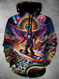 Art Print Long Sleeve Hooded Pocket Men's Top