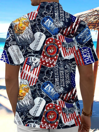 Men's American flag print short sleeve shirt back view