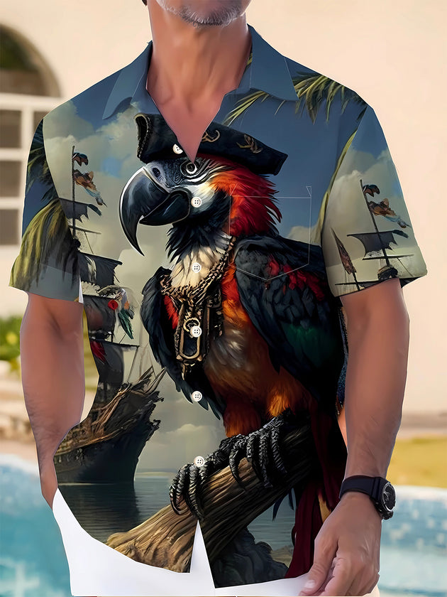 men's Hawaiian shirt front view tropical beach vacation