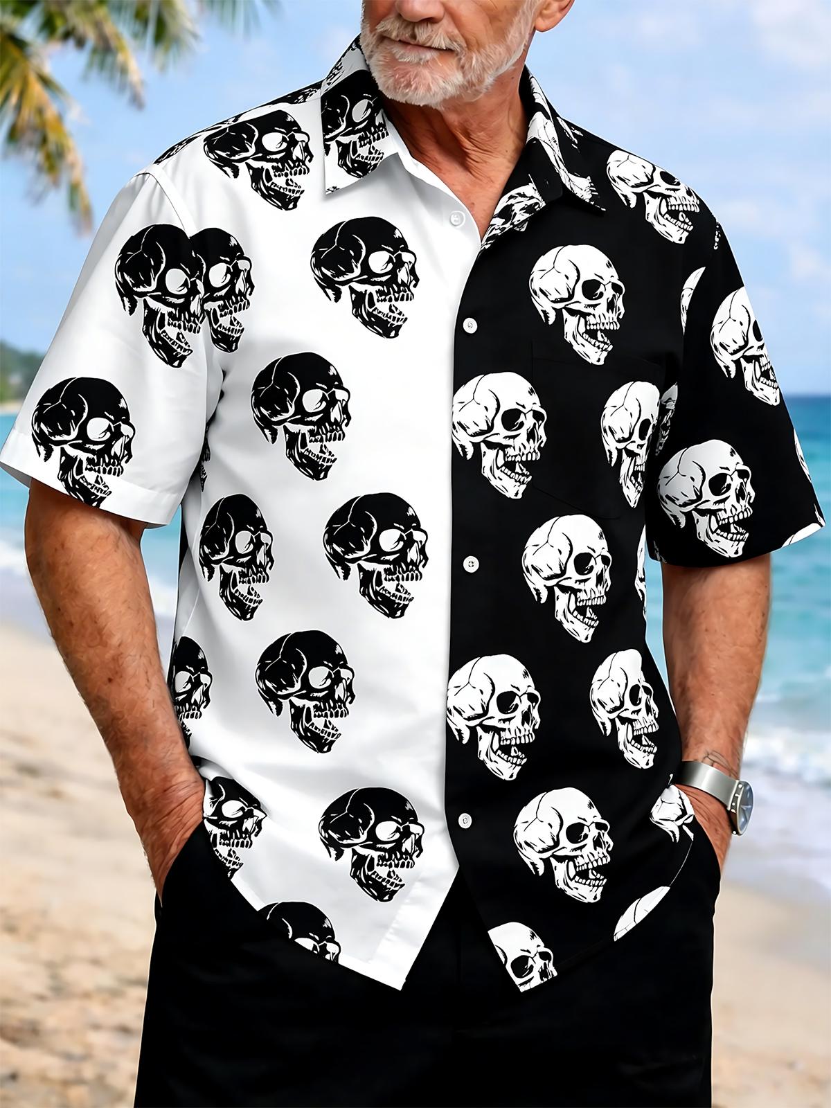 men's skull print shirt front view