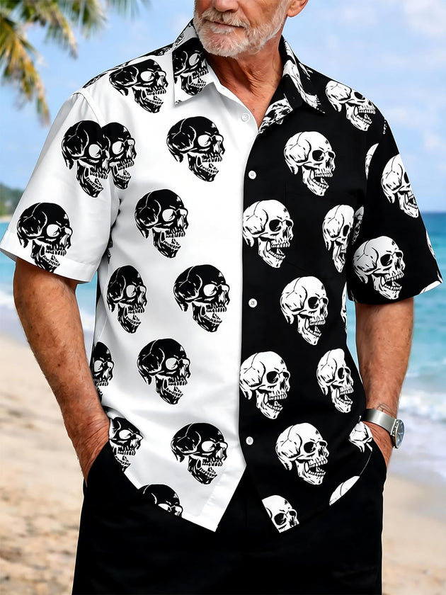 men's skull print shirt front view