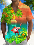 Flamingo Men's Pocket Short Sleeve Shirts