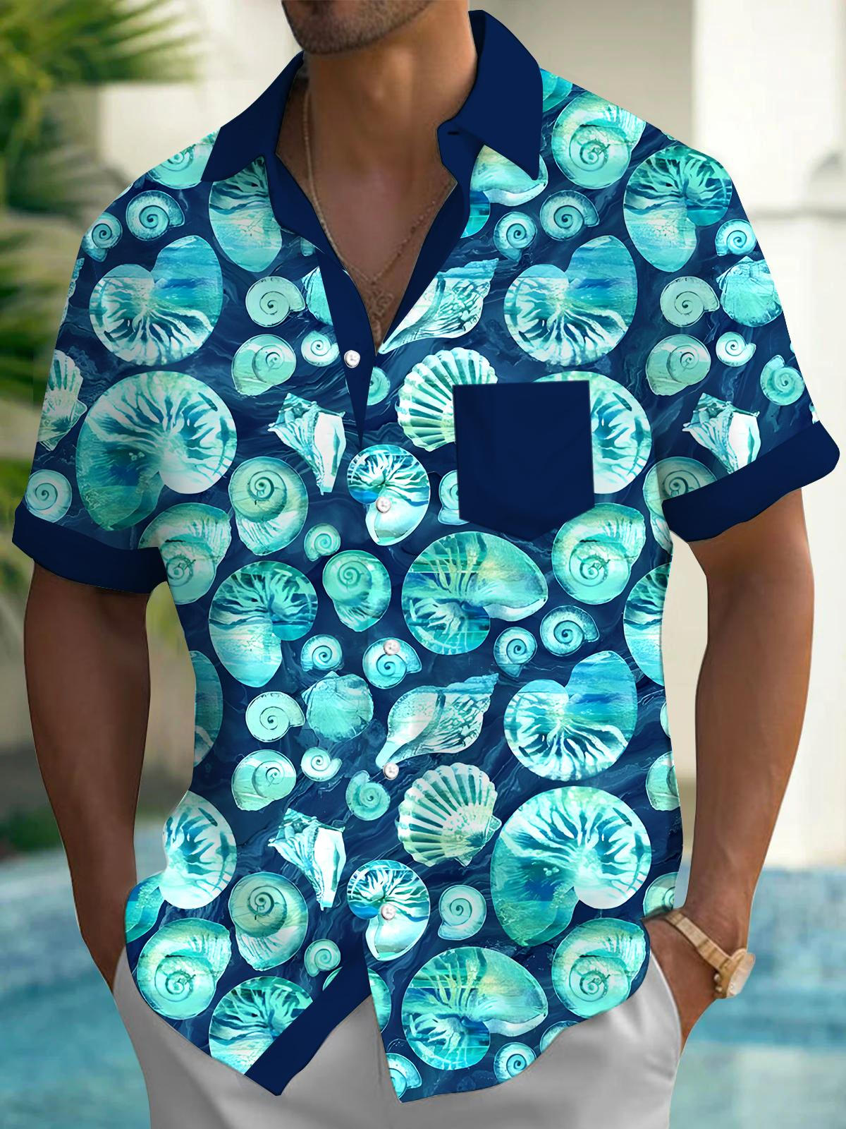 Hawaiian Men's Pocket Short Sleeve Shirts