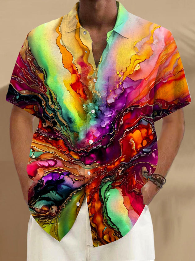 men's abstract print shirt front view