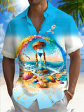 Hawaiian Hourglass Print Men's Pocket Short Sleeve Shirts