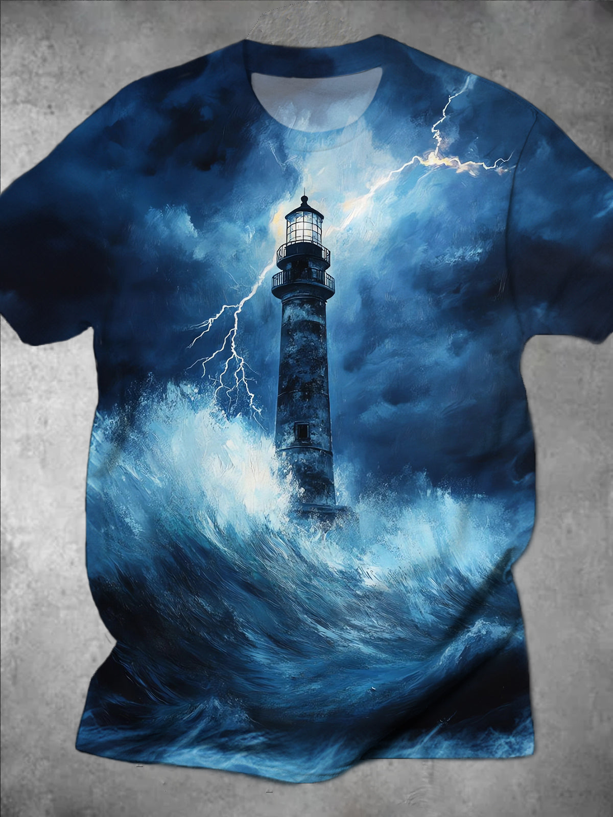 Lighthouse Round Neck Short Sleeve Men's T-shirt