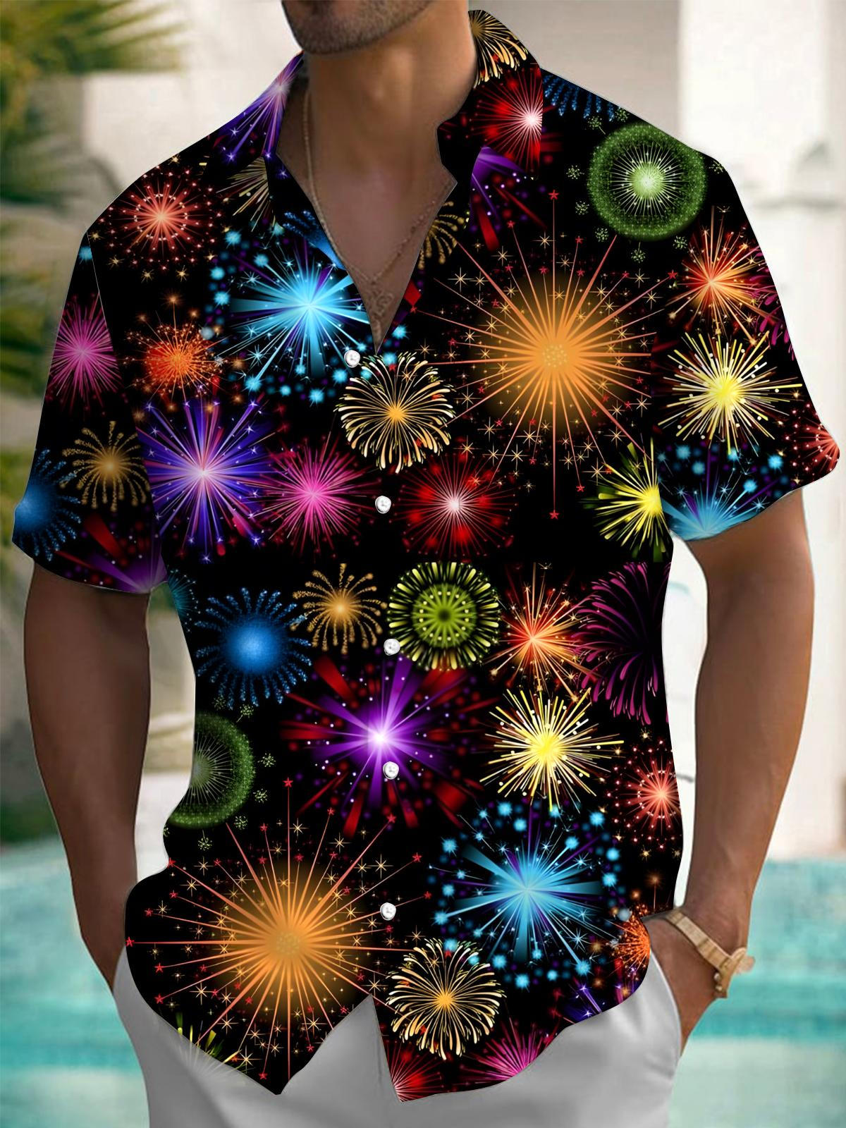 Fireworks Men's Pocket Short Sleeve Shirts