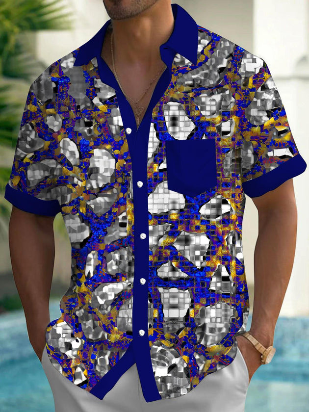 Men's abstract print short sleeve shirt front view