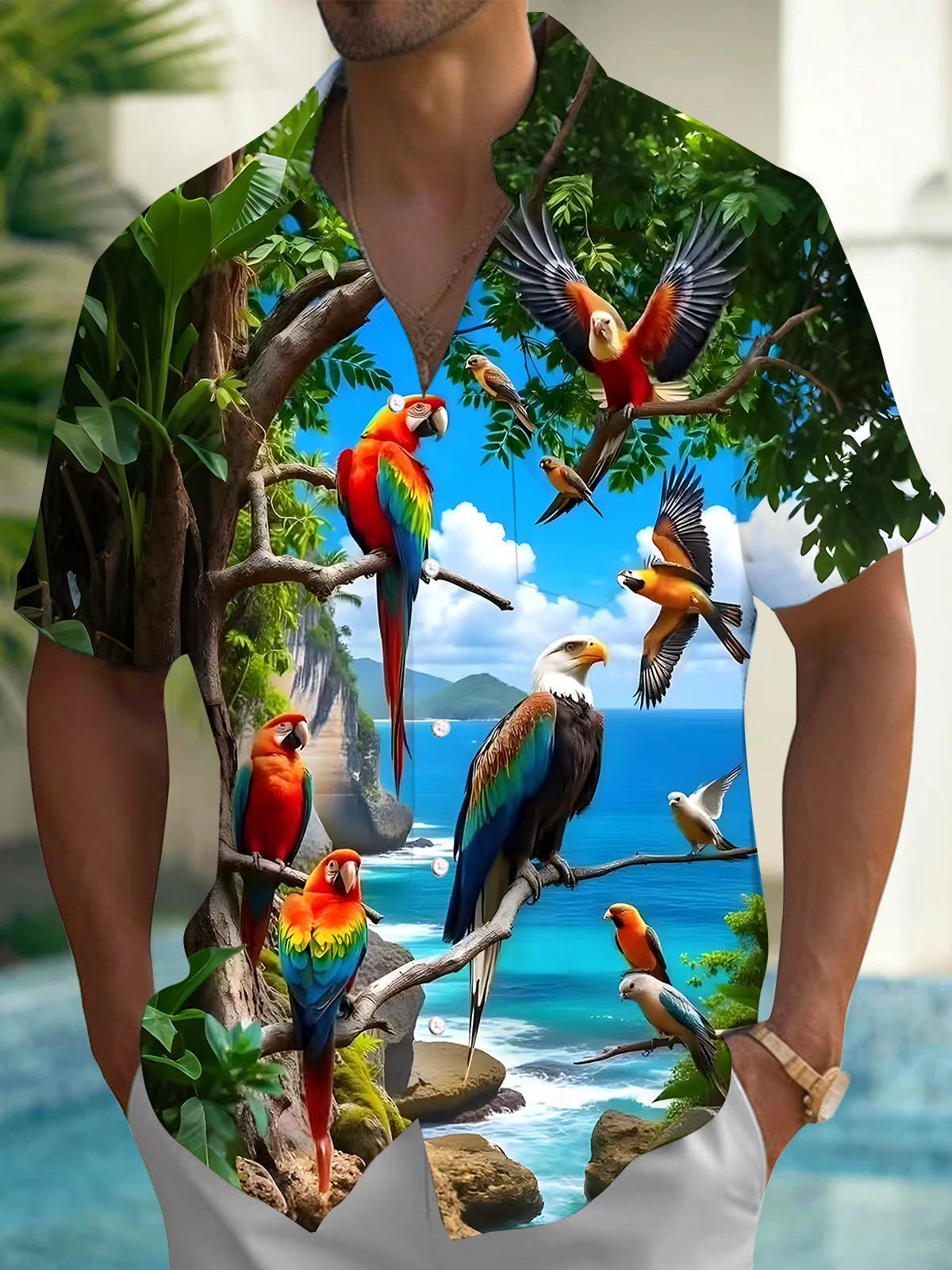 men's Hawaiian shirt front view tropical beach vacation